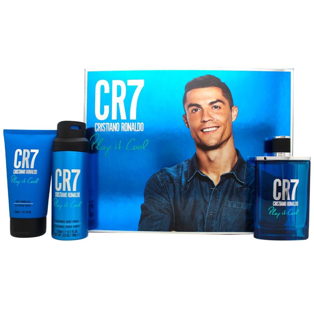 Set para Hombre Cr7 Play It Cool Edt 100Ml + Gel de Baño + Spray Corporal