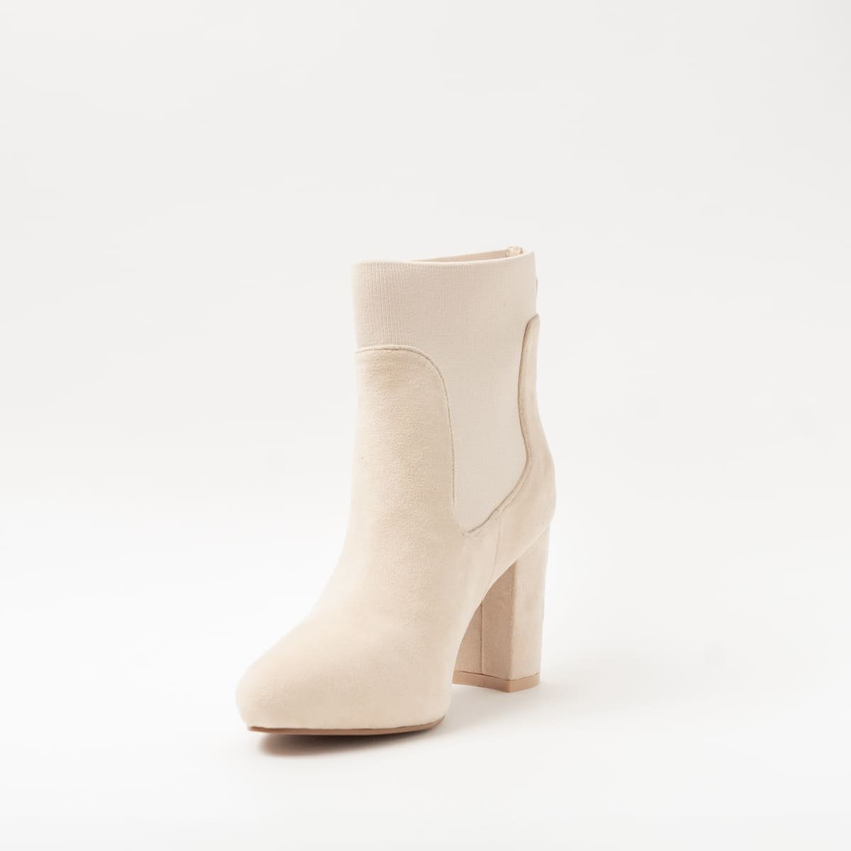 Botín Tacón Ancho con Elástico Color Beige Emporio Vu