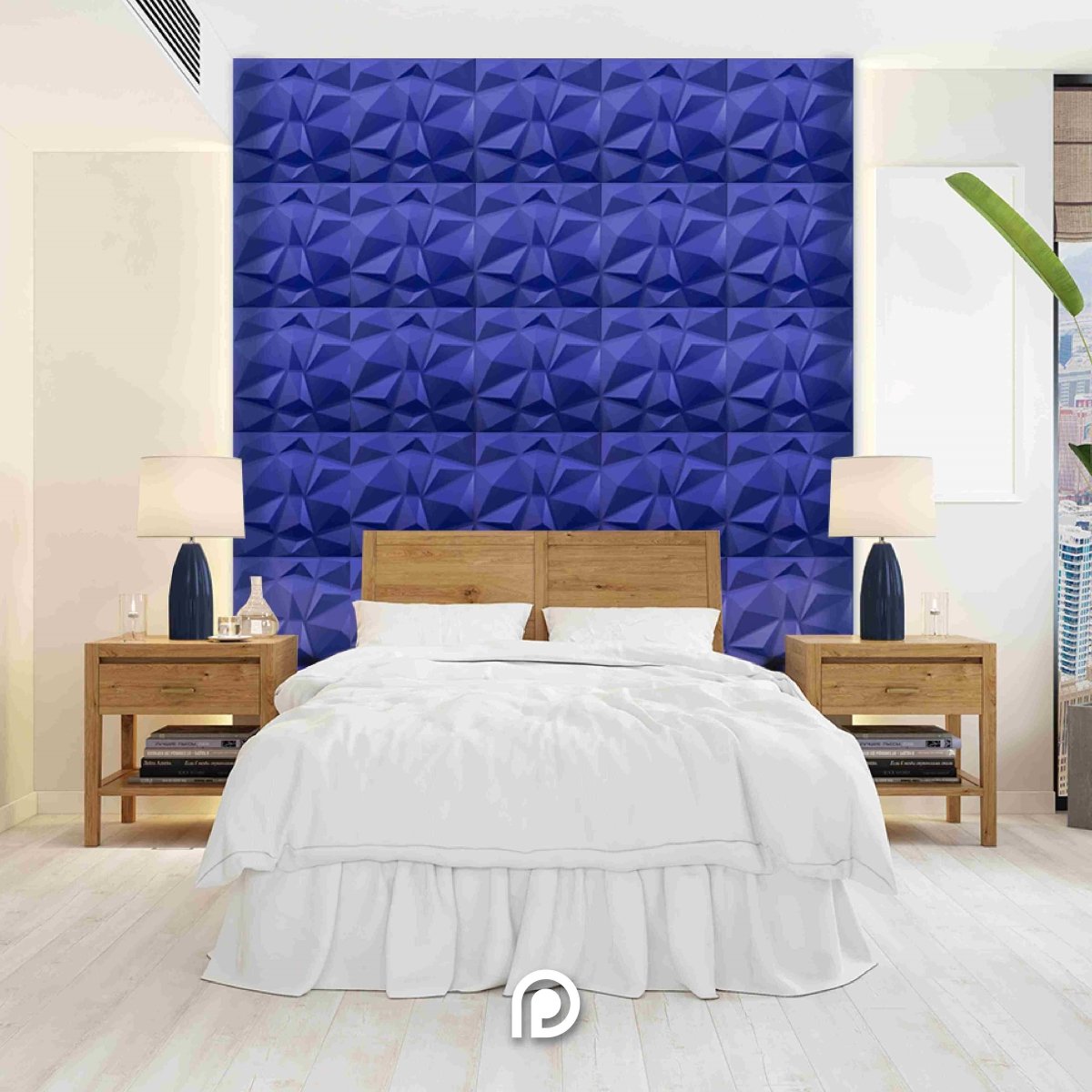 Panel Decorativo 3D Cuarzo Azul Rey 50X50Cm Deco Pvc