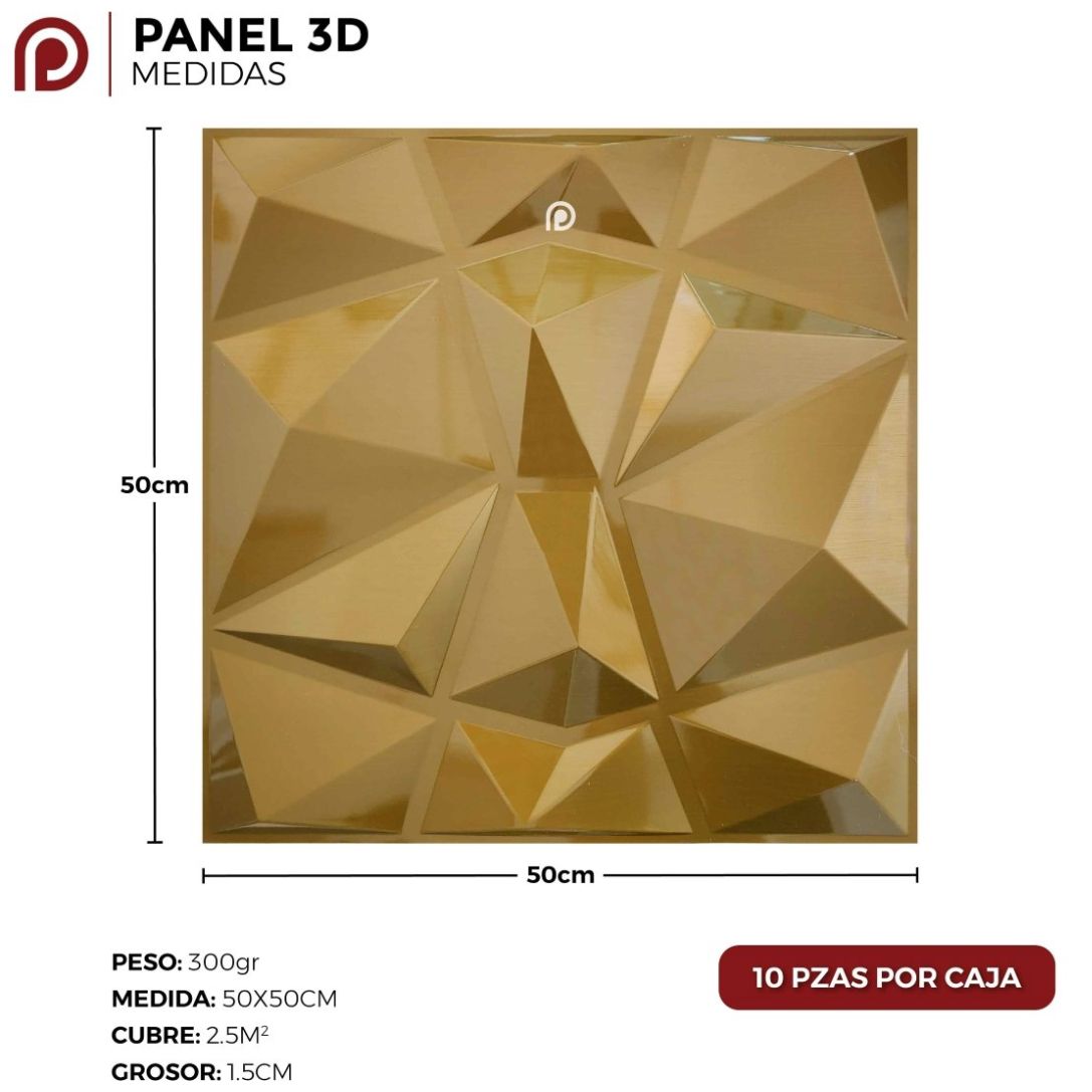 Panel Decorativo 3D Cuarzo Oro 50X50Cm Deco Pvc
