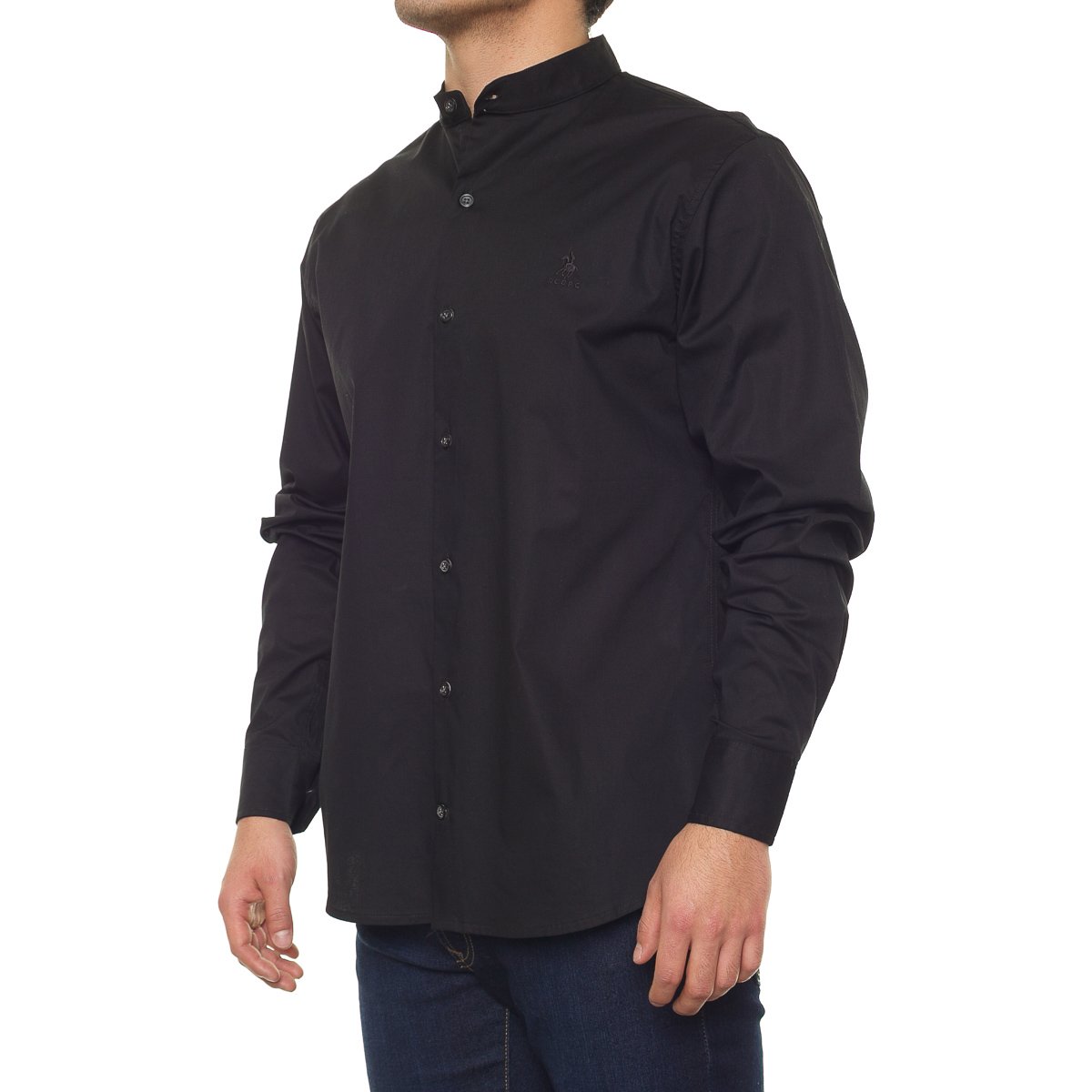 Camisa Casual Stretch Manga Larga Cuello Mao para Hombre Polo Club