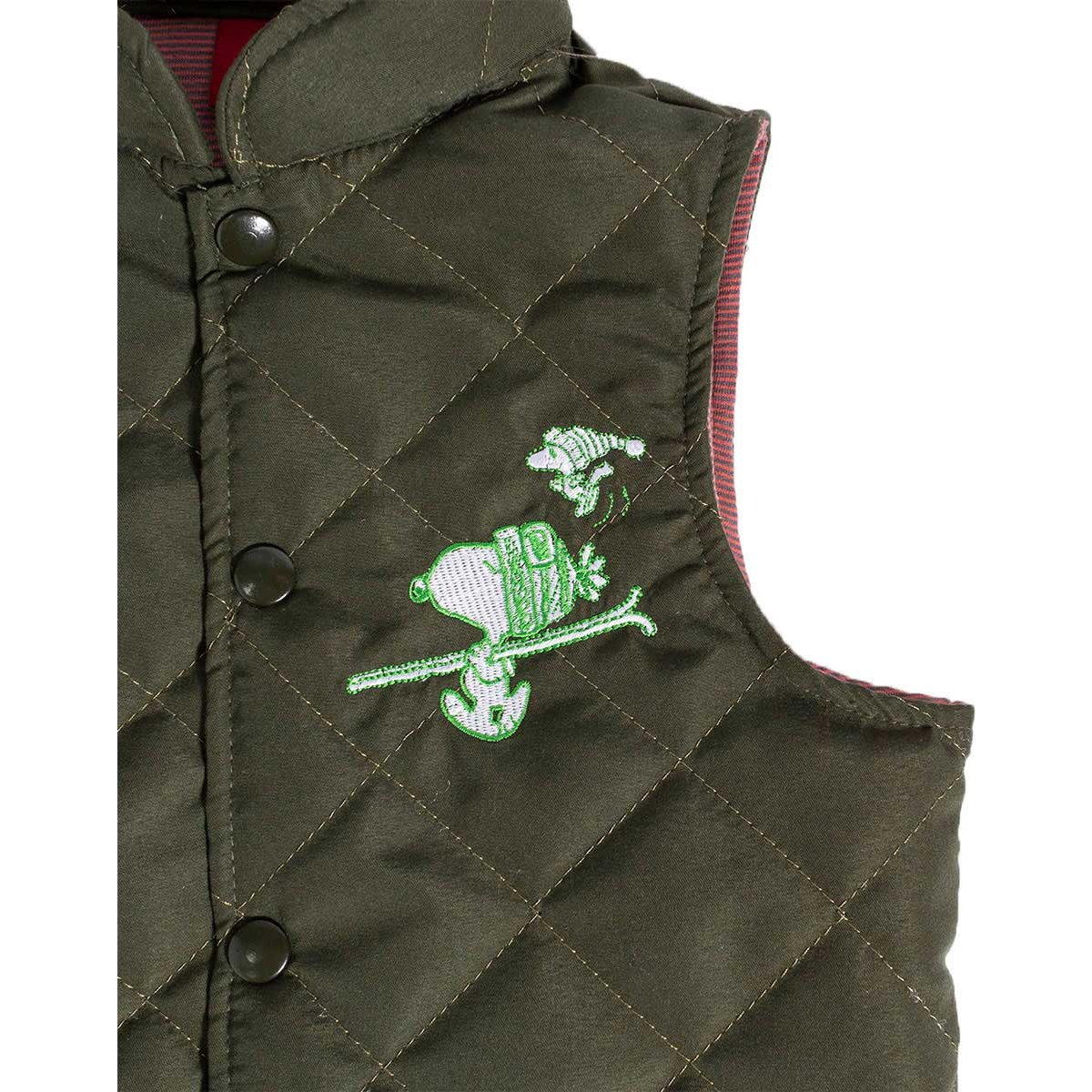 Conjunto 3 Piezas Snoopy Chaleco Capitonado, Playera Manga Larga y Jeans para Niño