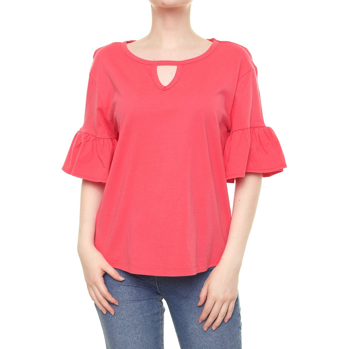 Playera Manga con Olán para Dama Lifestyler