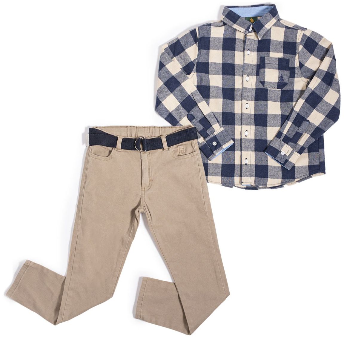 Conjunto 2 Piezas Royal Polo Club Camisa Franela y Pantalón Gabardina para Niño