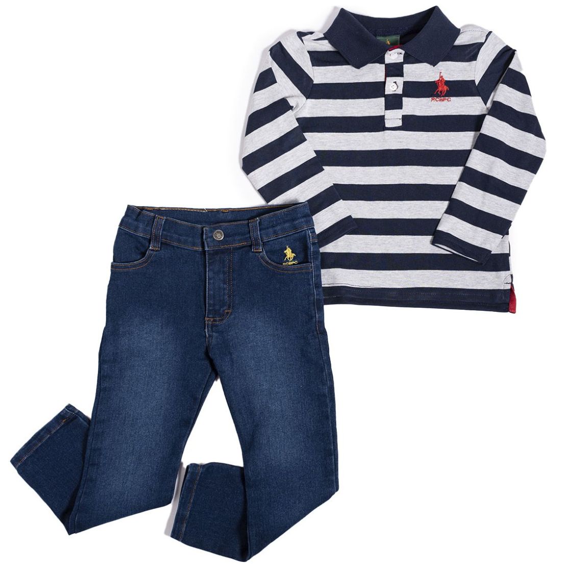 Conjunto 2 Piezas Royal Polo Club Camisa Tipo Polo y Pantalón Mezclilla para Bebé