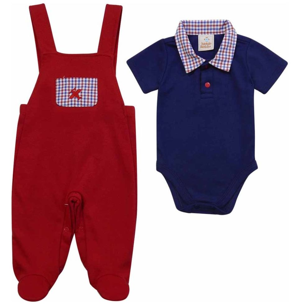 Conjunto Mondo Bambino Body Manga Corta Jumpsuit para Bebé