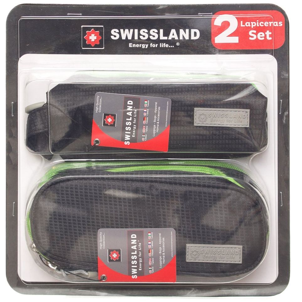 Set 2 Estuche Blister Negro Swissland