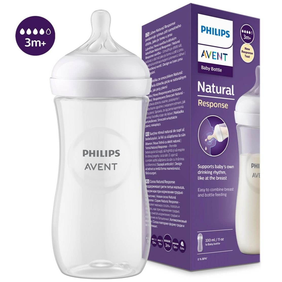  Philips Avent Biberones naturales, 11 onzas, (paquete de 2) :  Bebés