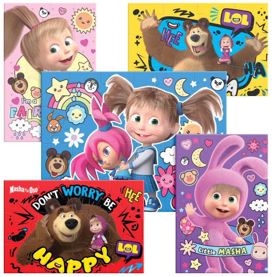 Rompecabezas 5 en 1 Masha Y el Oso