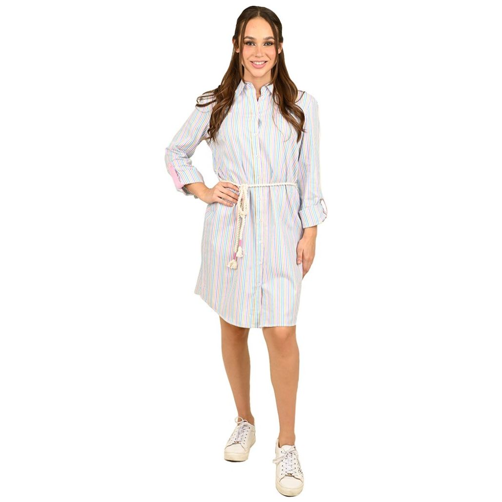 Vestido Manga Larga con Cinturón Ferrioni para Mujer
