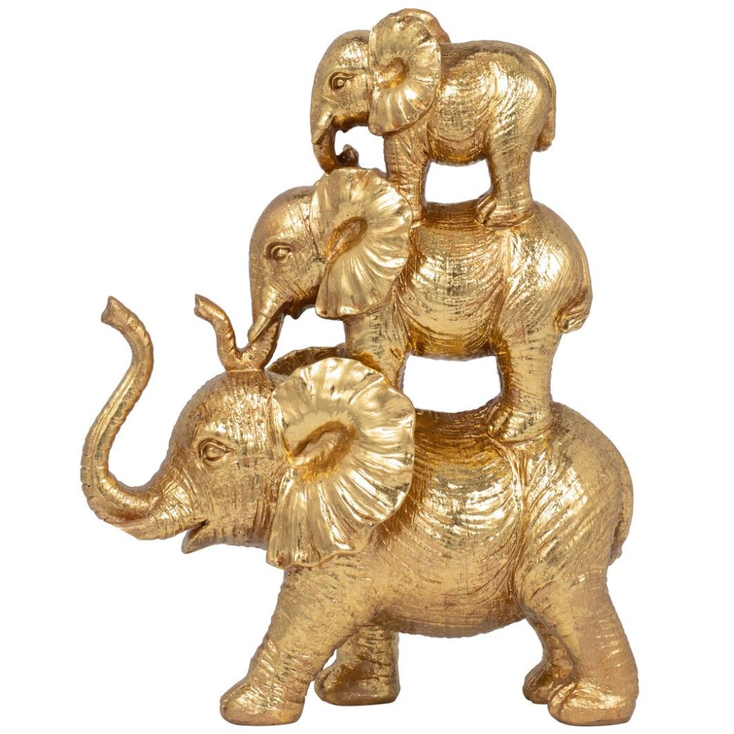 Figura 3 Elefantes Dorado 30Cm Sagebrook Home.