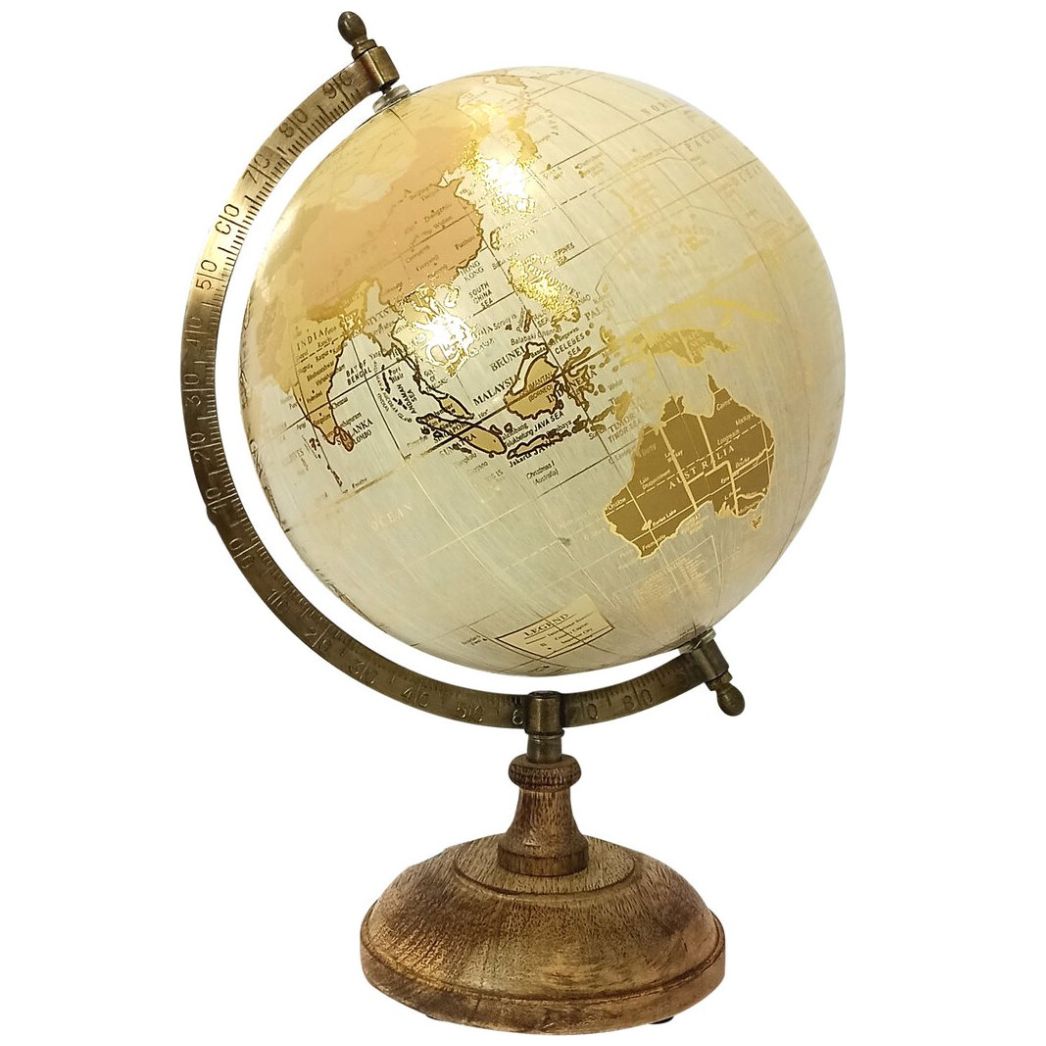 Figura Globo Decorativo Metal  Oro 33Cm Sagebrook Home.