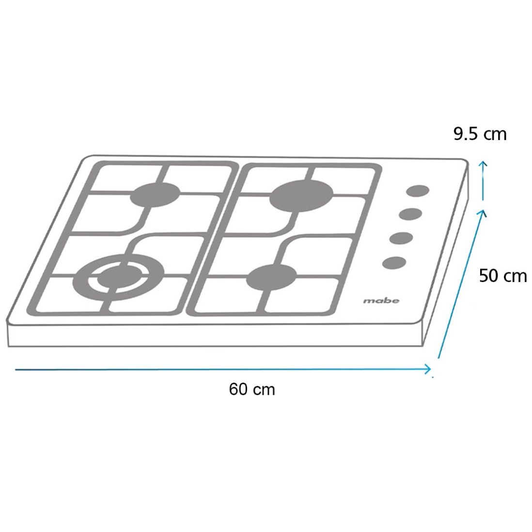 Parrilla Mabe a Gas Lp 60 Cm Acero Pmi6055Pf0