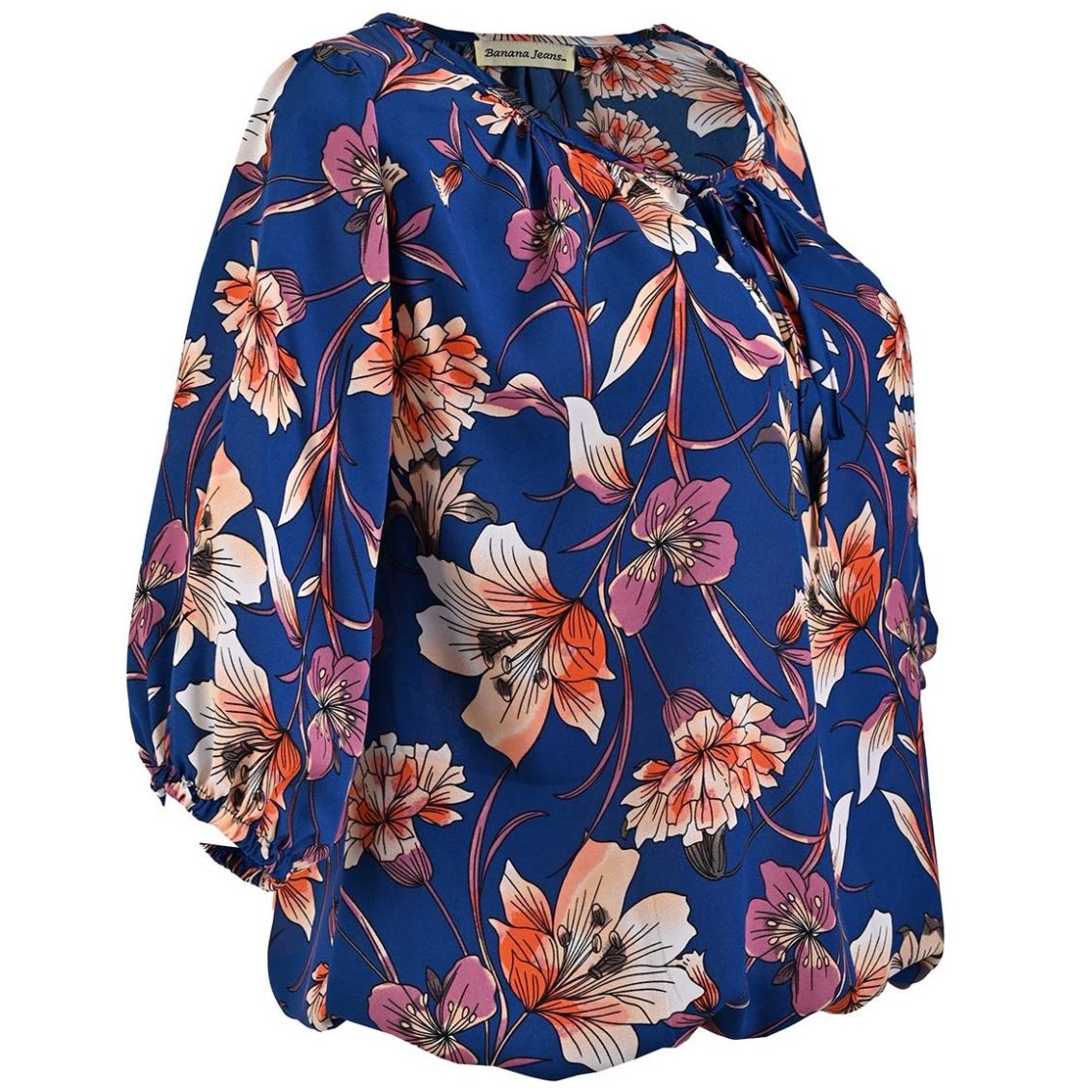 Blusa Banana Jeans Cuello Ojal Diseño Estampado para Mujer