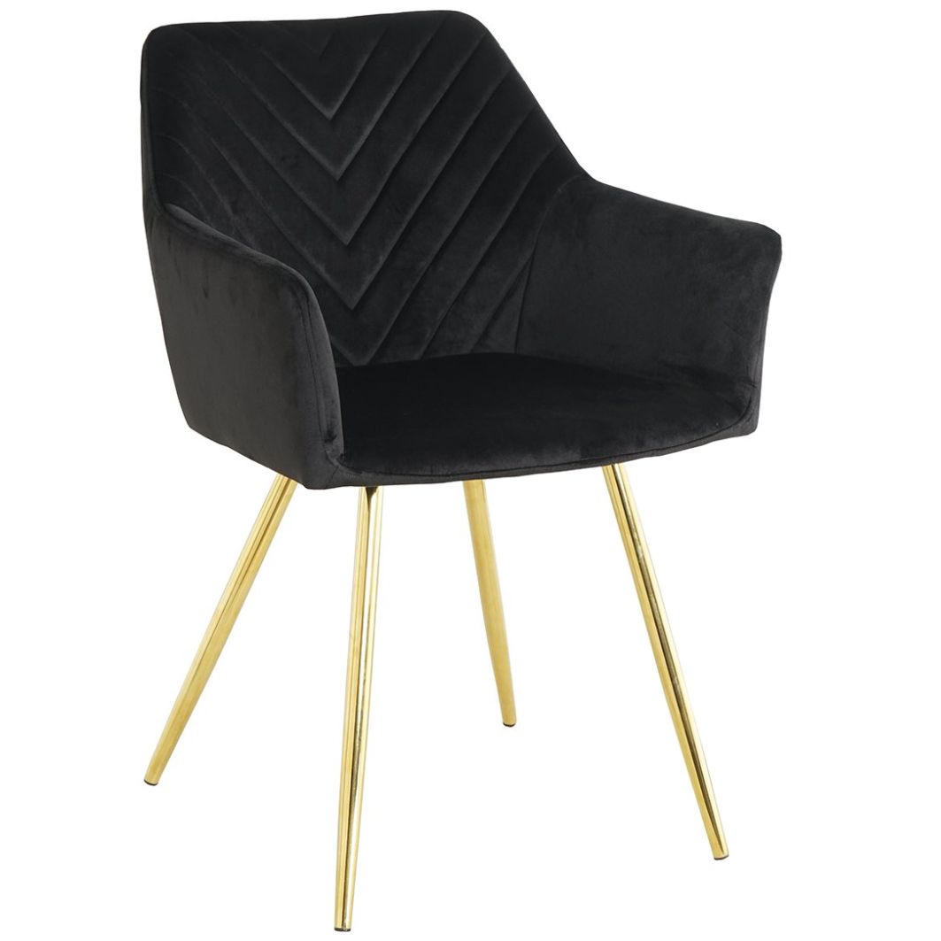 Silla Ocasional Nápoles Velvet Negro - Gold Piccola