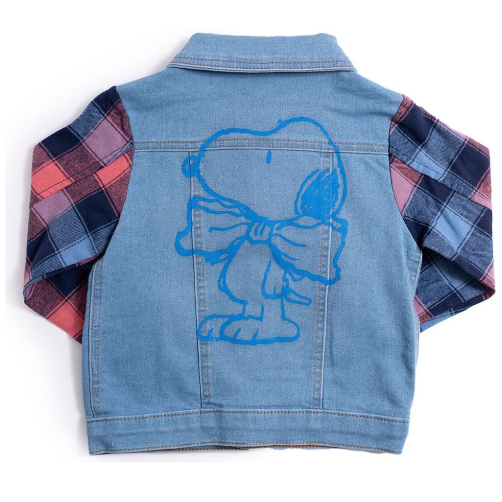 Chamarra Snoopy Combinada en Mezclilla y Franela para Bebé