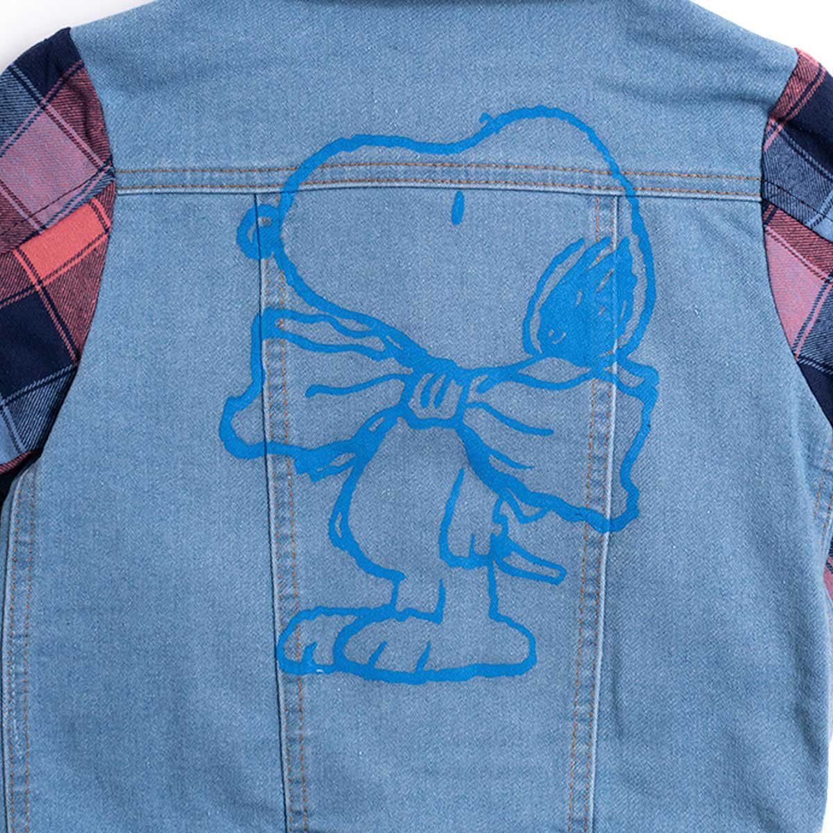 Chamarra Snoopy Combinada en Mezclilla y Franela para Bebé