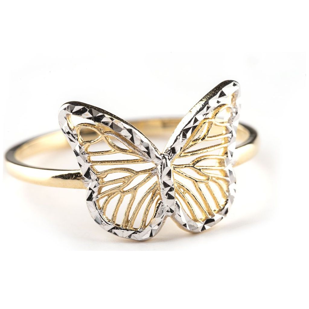 Anillo Oro 14K Mariposa Calada Diam Bic Sini