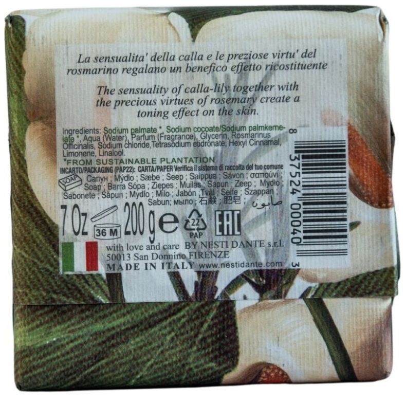 Nesti Dante Jabón Aroma Calla Lily y Romero  200 Gr
