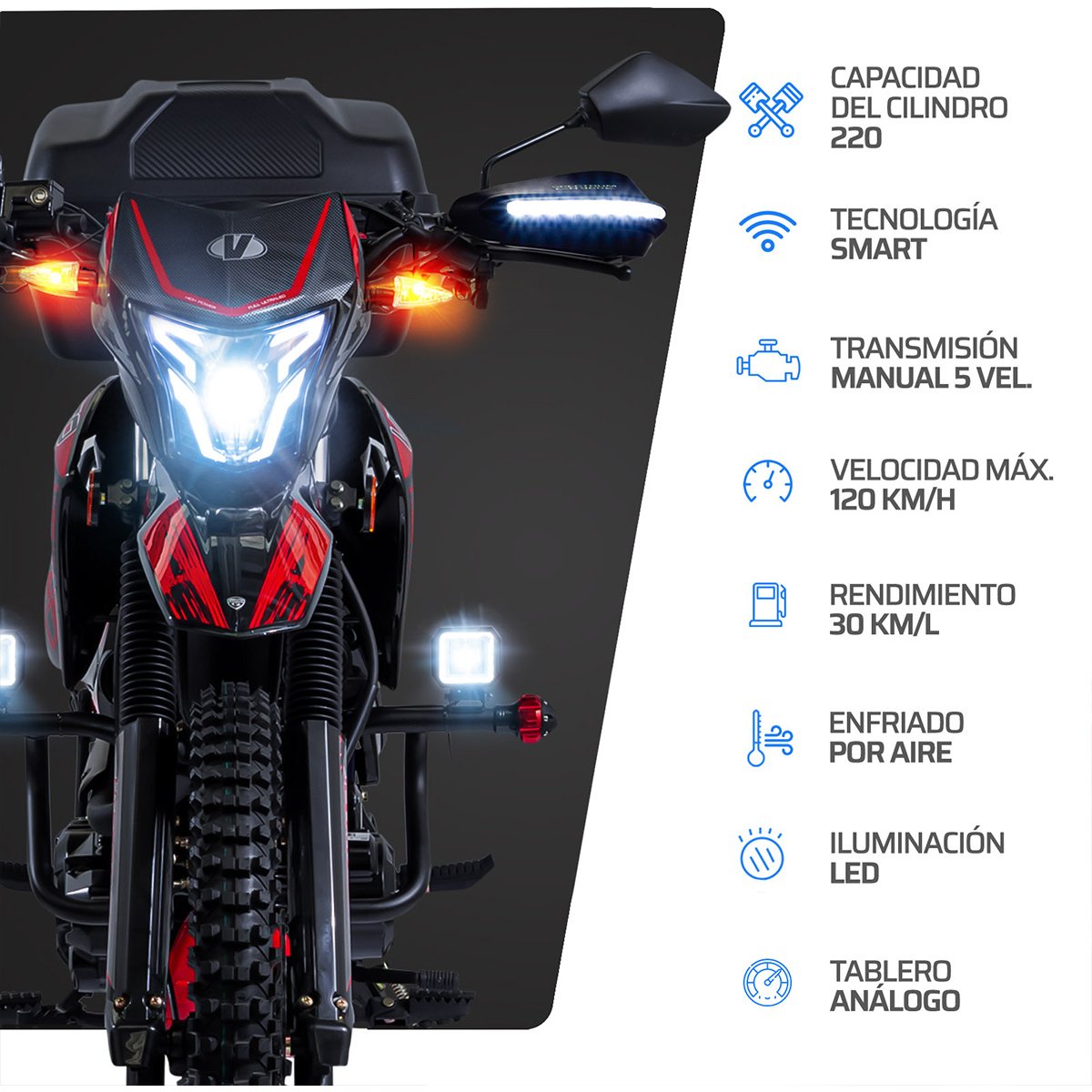 Motocicleta Crossmax 220 Vento 2024 Negra