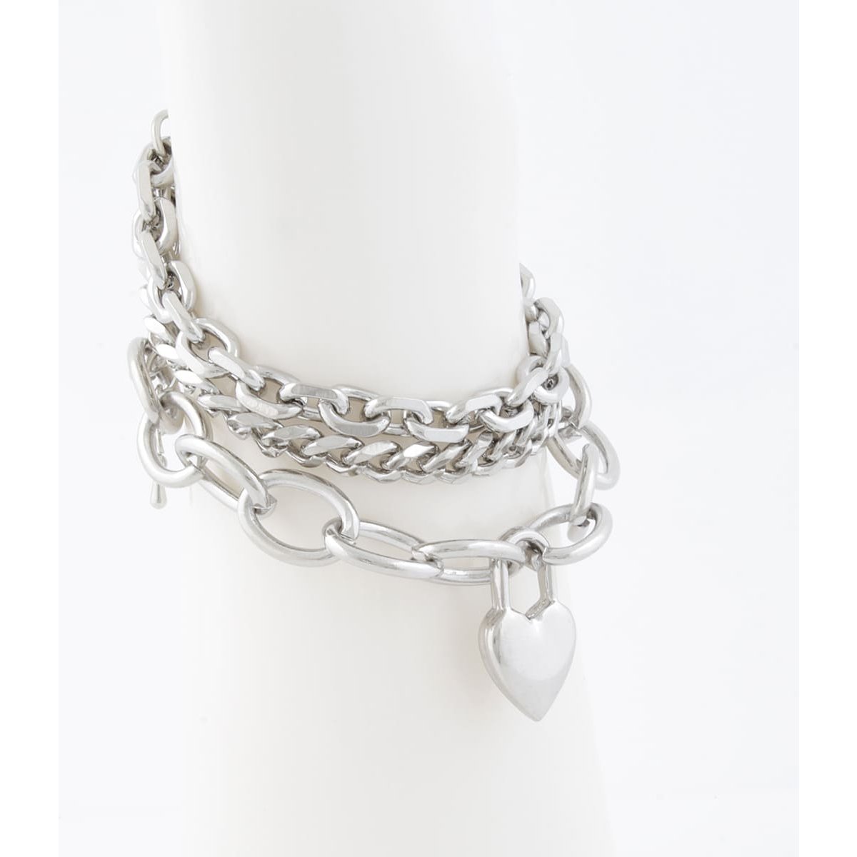 Juego de Pulseras con Dije de  Candado de Corazón Plateado Lulu