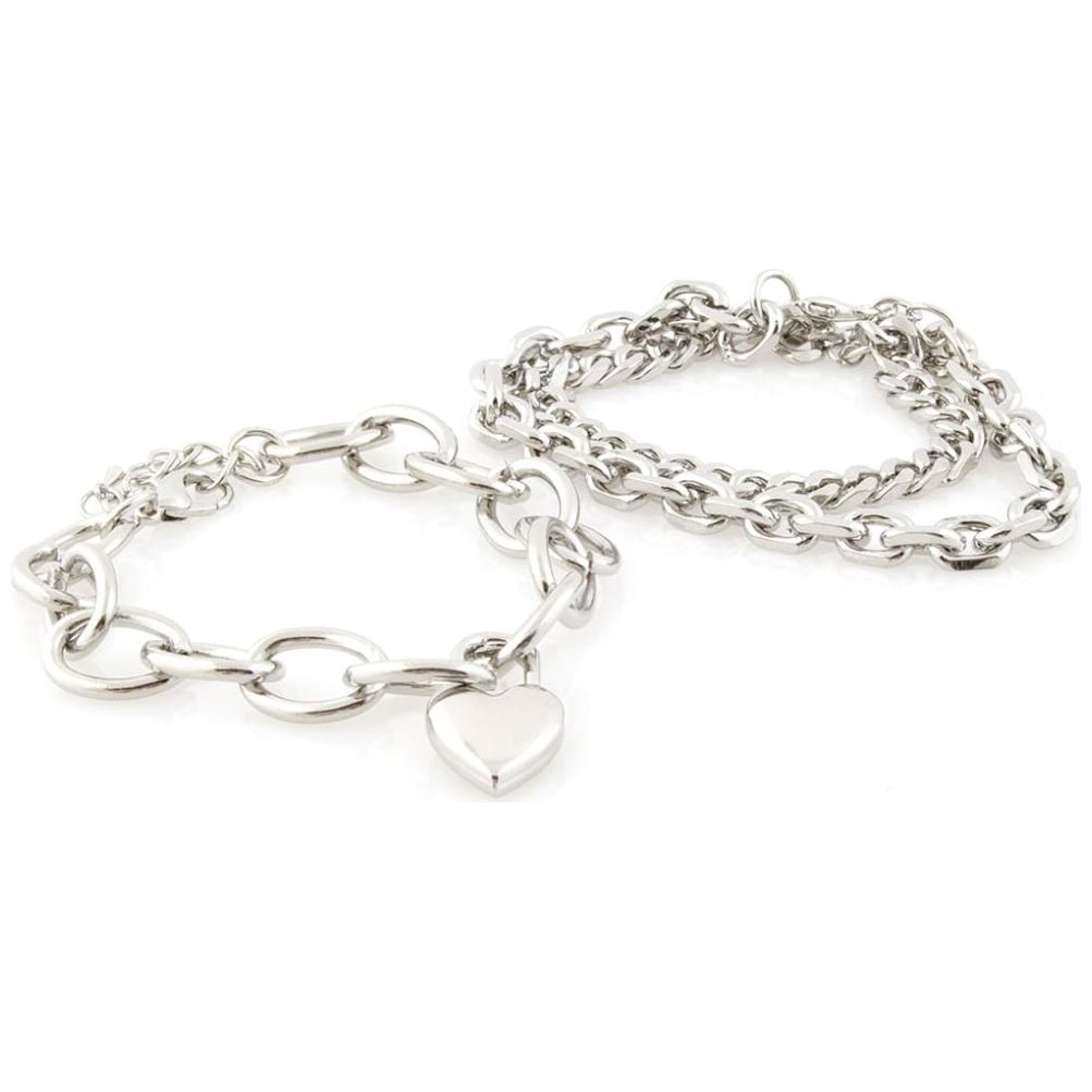 Juego de Pulseras con Dije de  Candado de Corazón Plateado Lulu