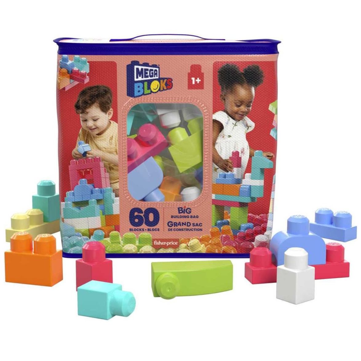 Mega Bloks Juguete Bolsa Construcción 60 Piezas Color Salsa Mattel