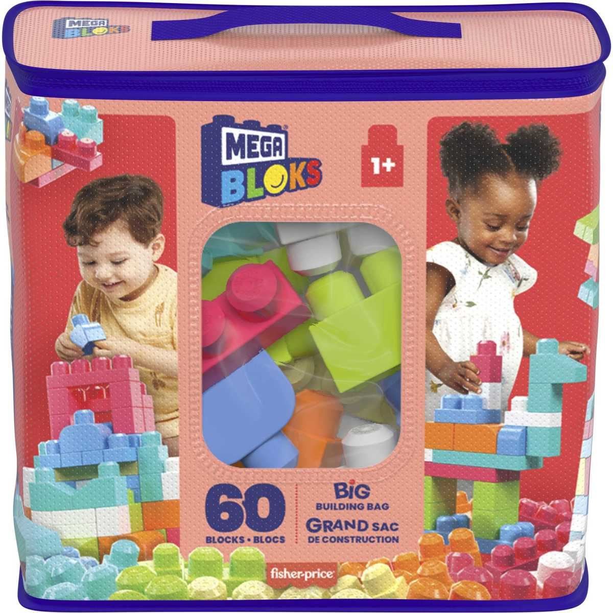 Mega Bloks Juguete Bolsa Construcción 60 Piezas Color Salsa Mattel