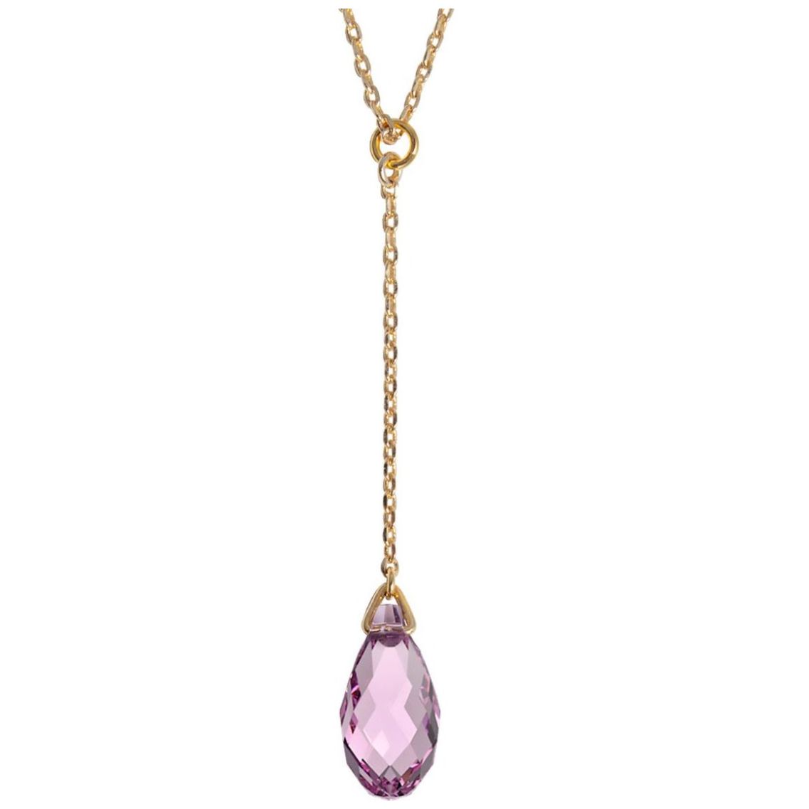 Dije con Cadena en Dorado con Cristal Austriaco Briolette Pendant Color Iris Adrianne Picard