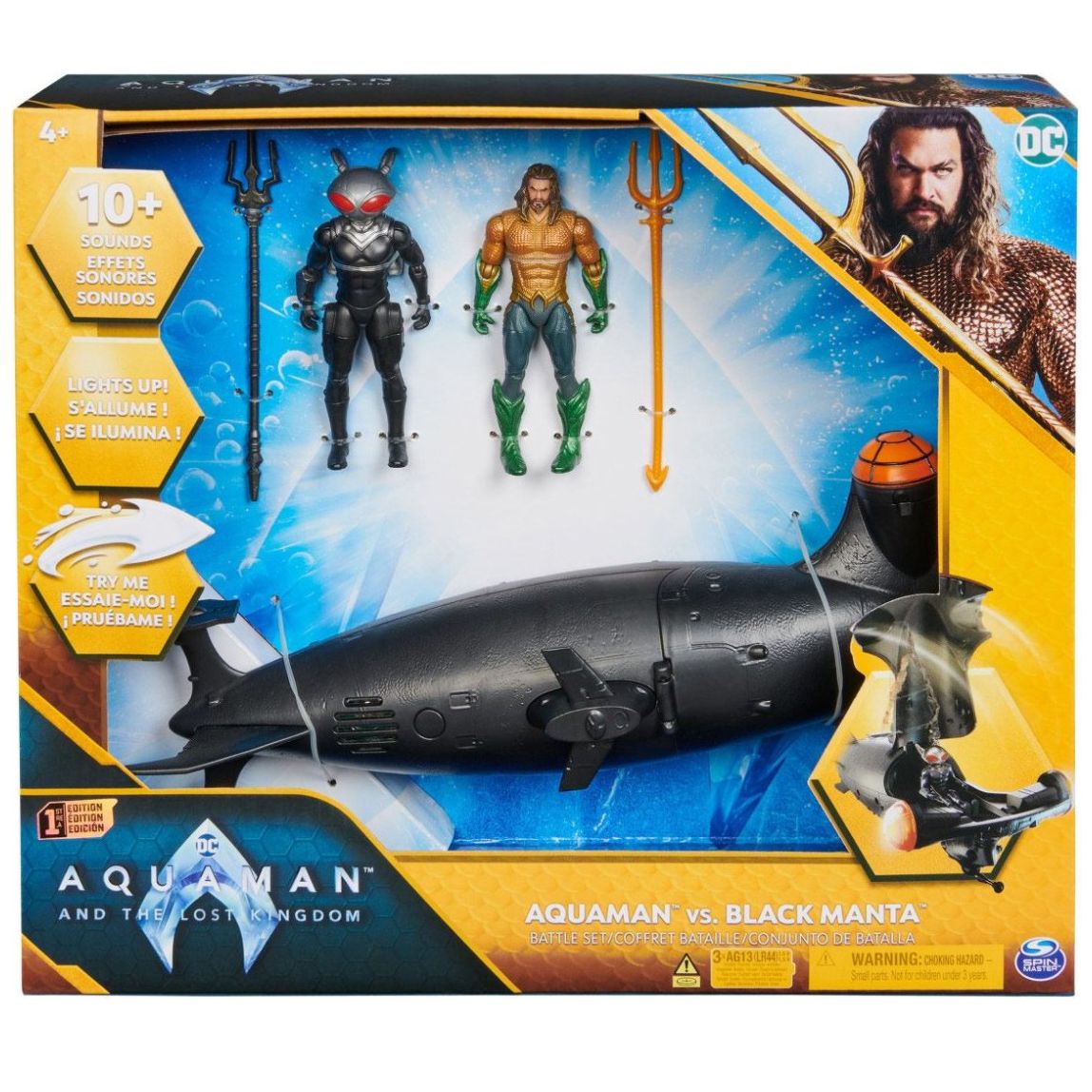 Set de Aquaman y Black Manta con Vehiculo Sub 10Cm