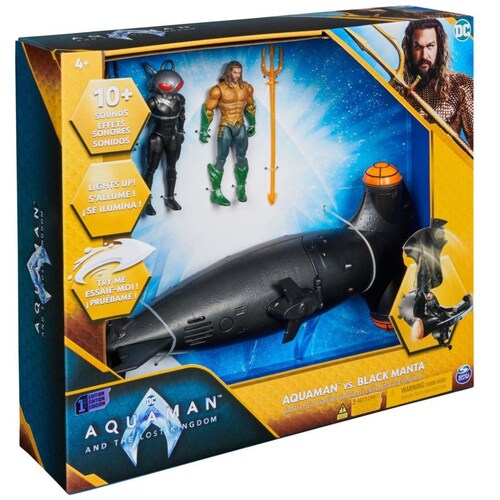 Set de Aquaman y Black Manta con Vehiculo Sub 10Cm