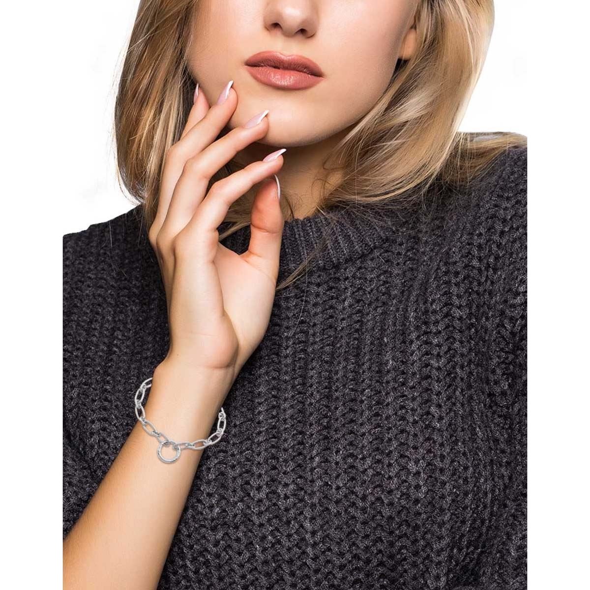 Brazalete  Coach Color Plata Acabado Liso