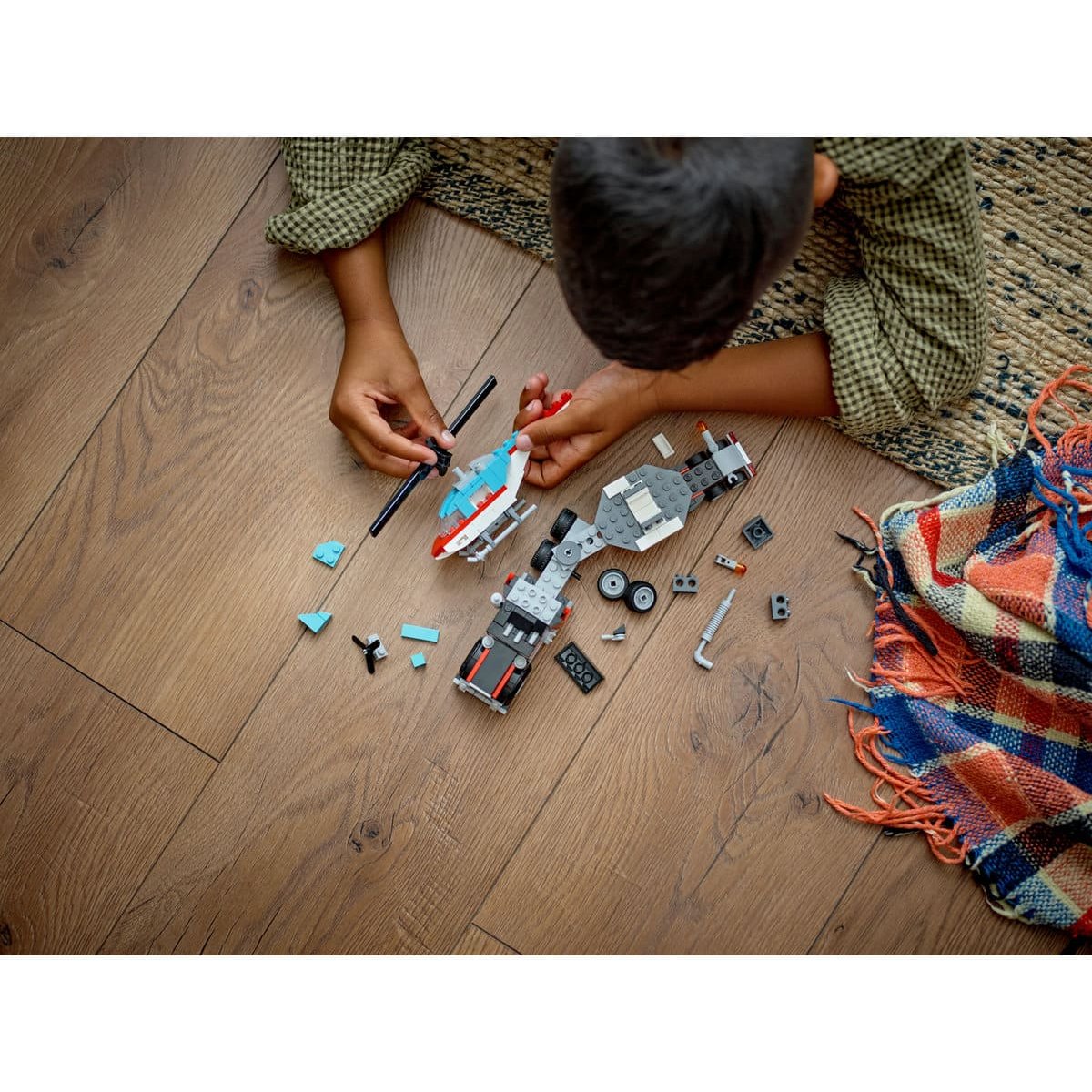 Lego Camión Plataforma con Helicóptero