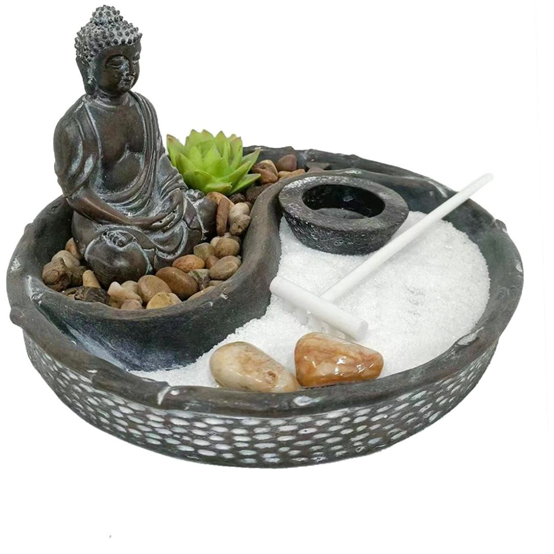 Home Nature Jardín Zen Gris Redondo 22 Cm