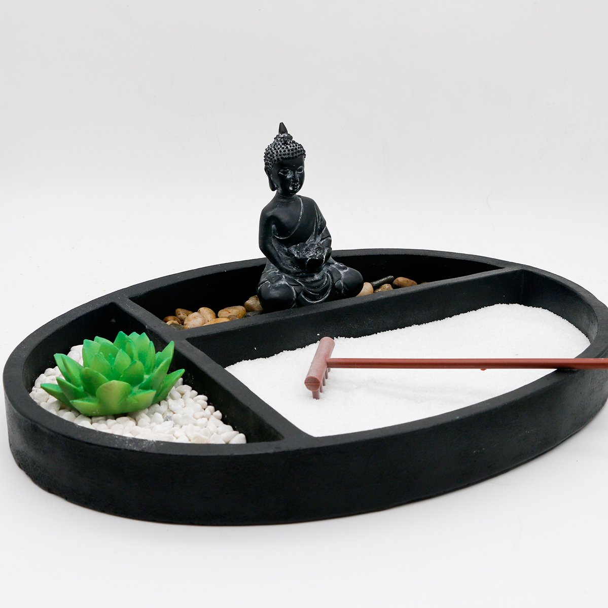 Home Nature Jardín Zen Negro Redondo 32 Cm