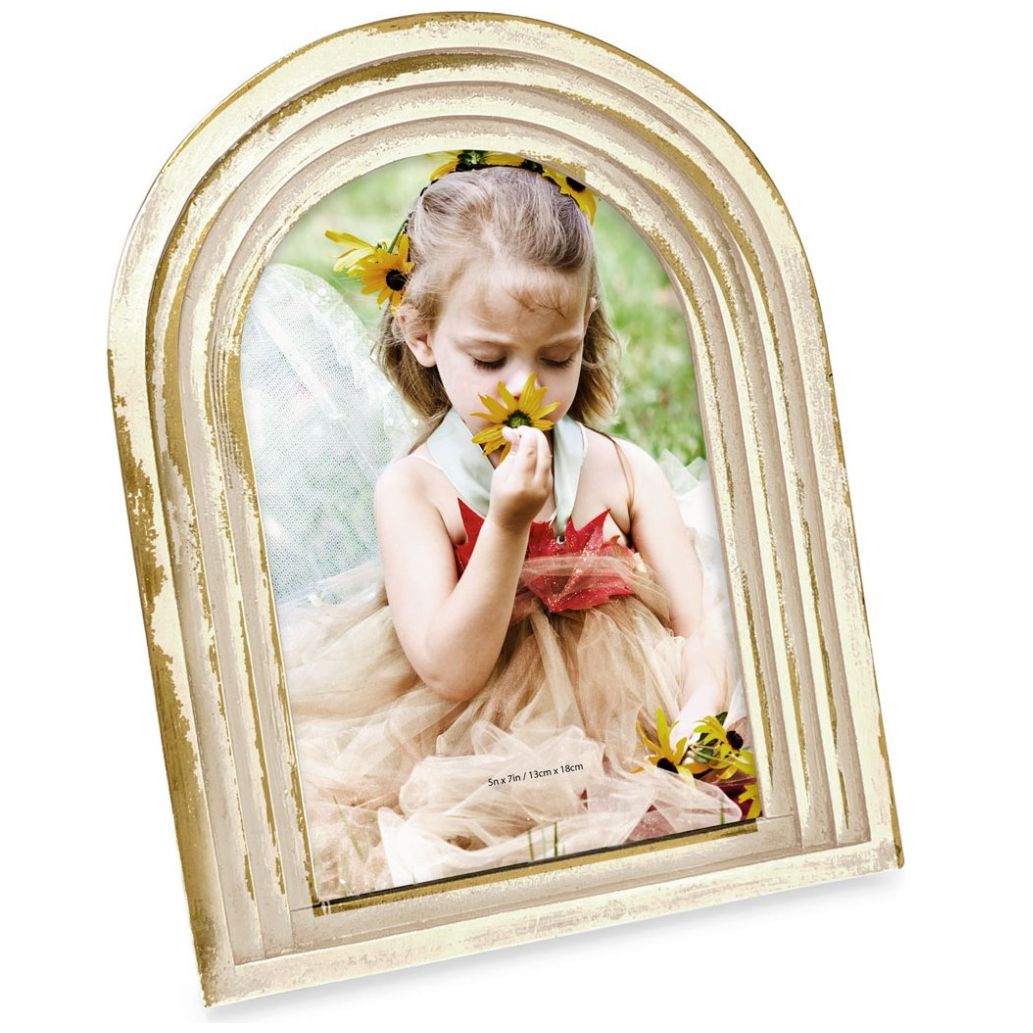 Portarretrato  5X7Arqueado Blanco  Oro Rn90-57Wg Isaac Jacobs