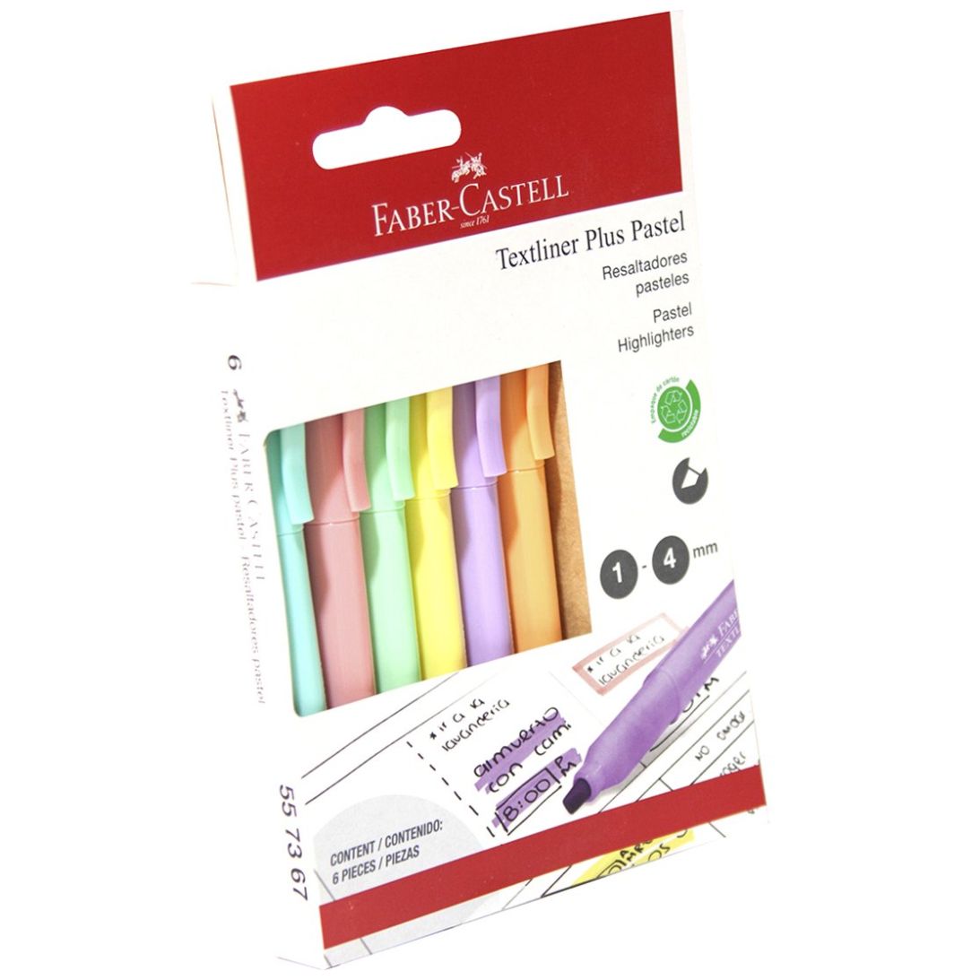 6 Textliner Plus Súper Pastel Faber-Castell