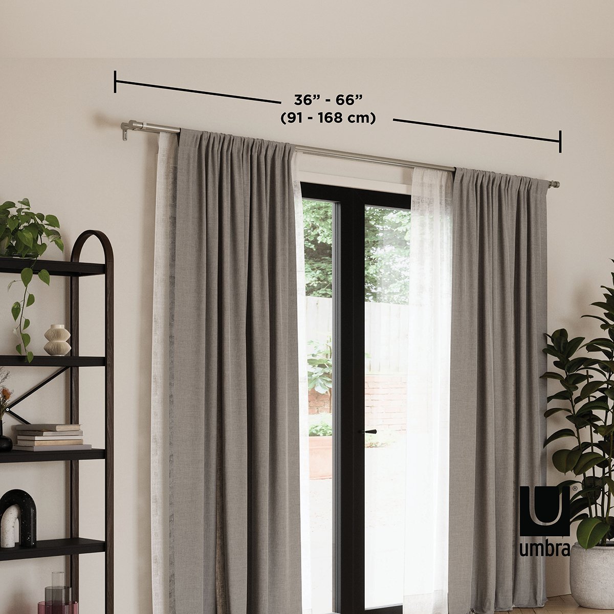 Cortinero Negro Doble Cappa 160-300 Cm Umbra