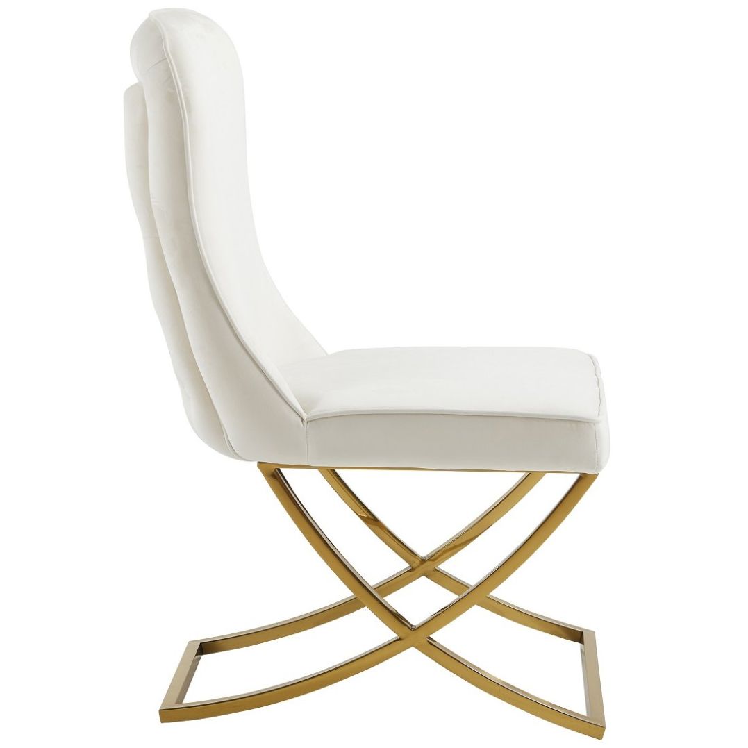 Silla Blanca con Cromo Dorado Dc23 Wang