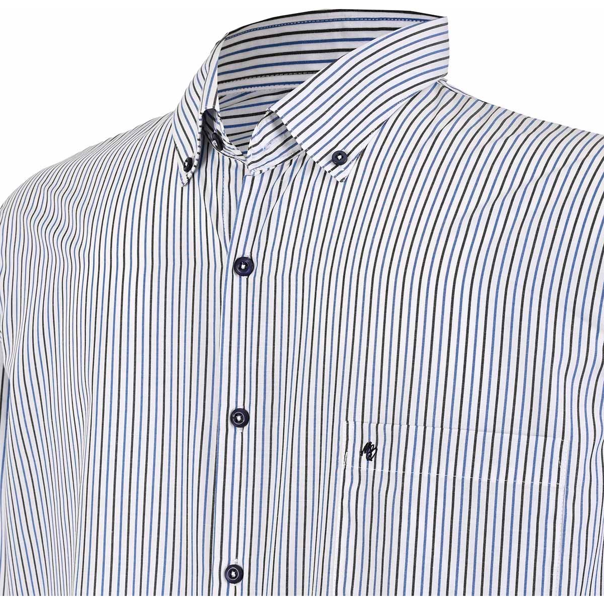 Camisa Manga Larga Rayada Mihel Blanc para Hombre Plus