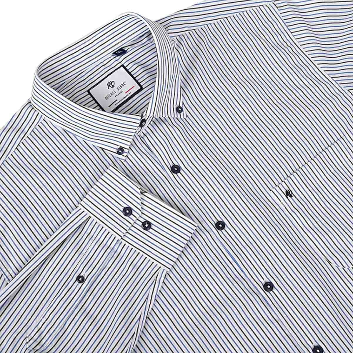 Camisa Manga Larga Rayada Mihel Blanc para Hombre Plus