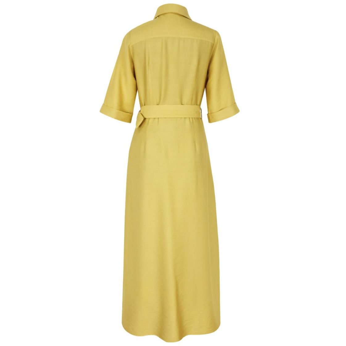 Vestido City Femme Cuello Camisero Diseño Liso con Cinturón