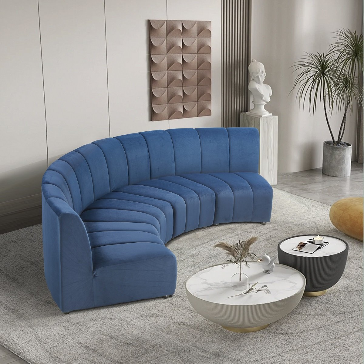 Sofá Modular Azul Marino Ns36 Wang