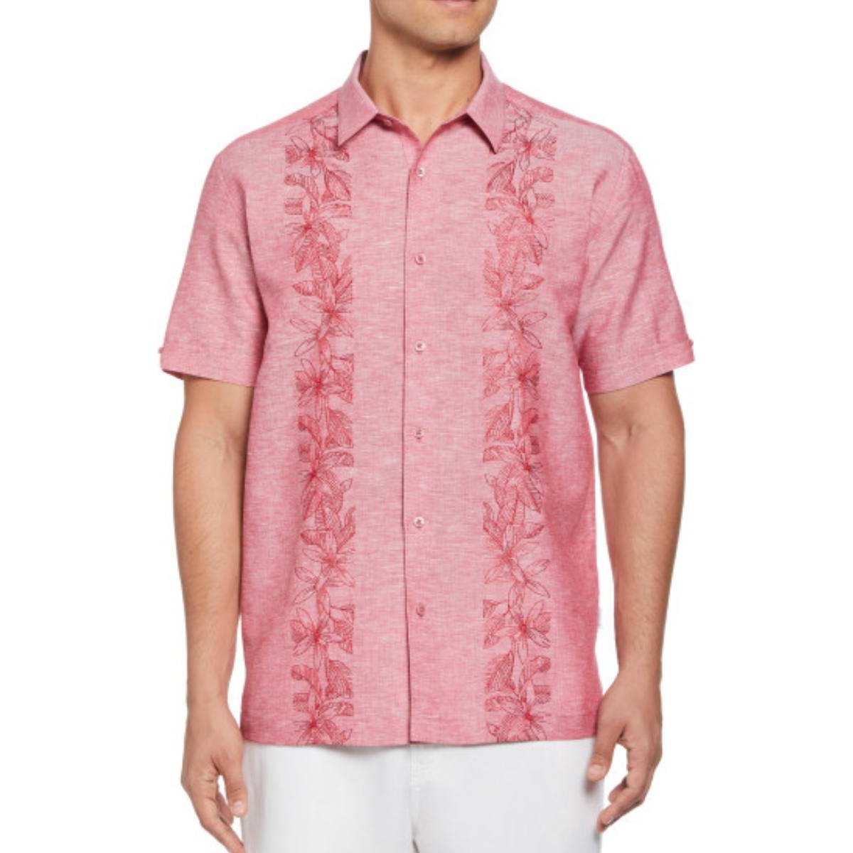 Camisa Manga Corta con Panel Tropical Cubavera para Hombre