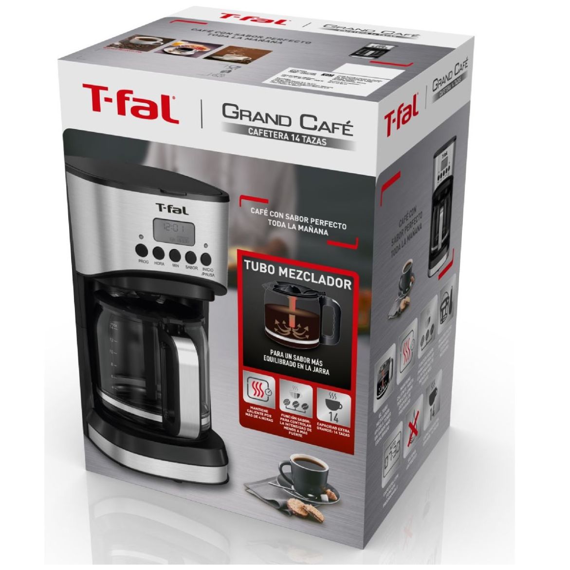 Cafetera Gris Grand Café 1.8L T-Fal