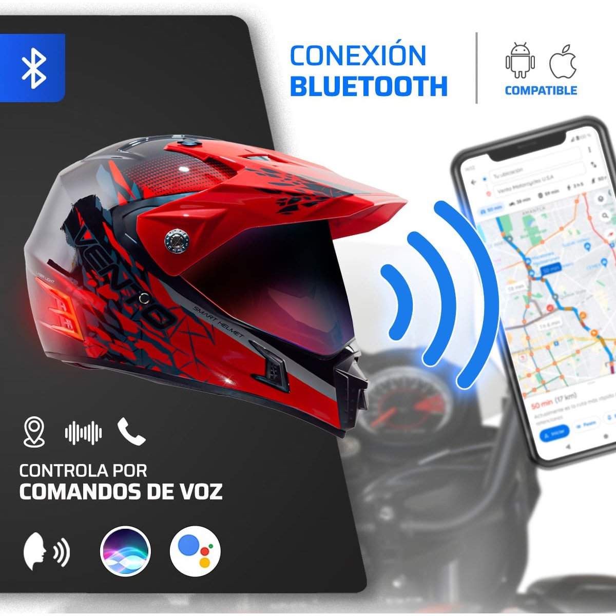 Casco Bluetooth de Botones Vento Talla L