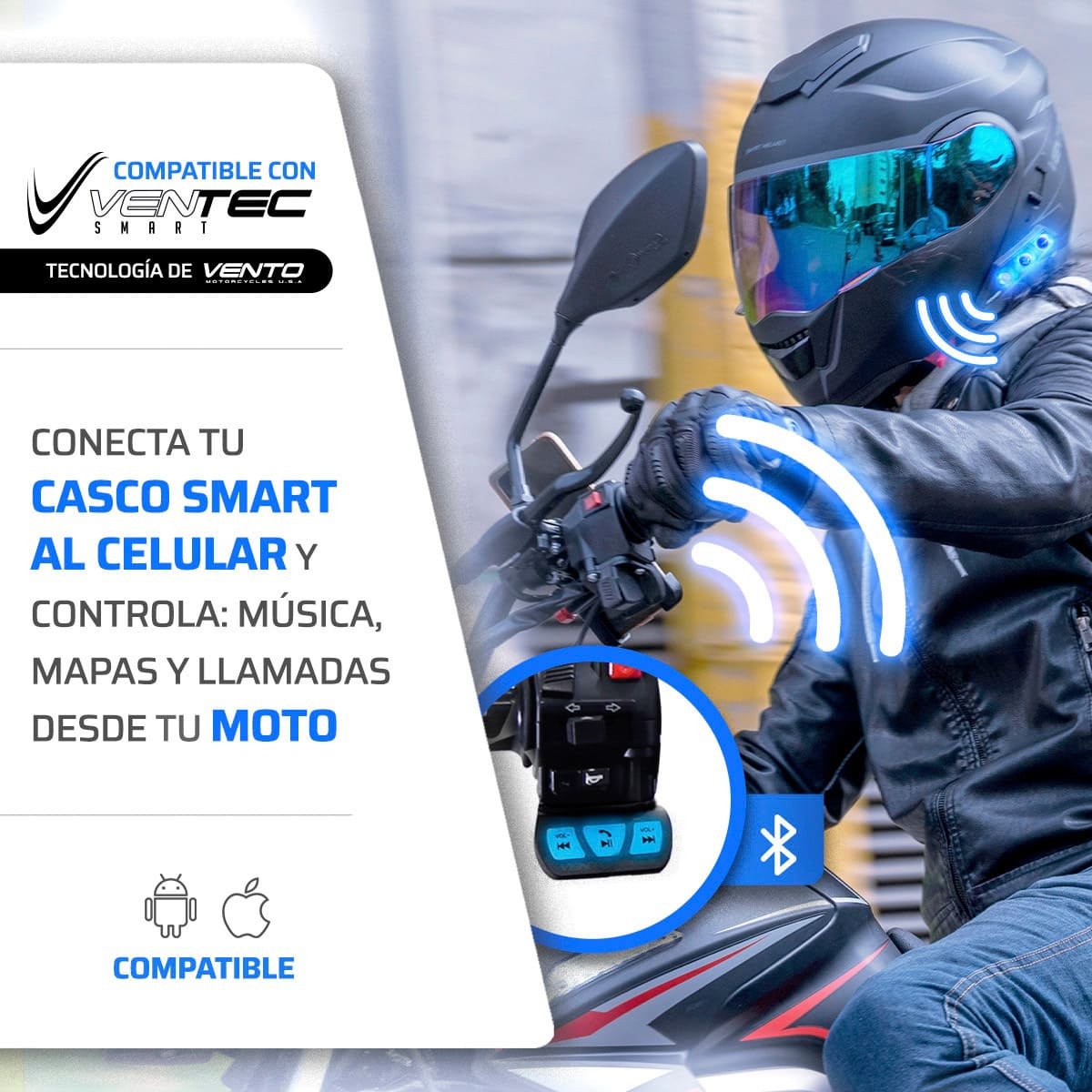 Casco Bluetooth de Botones Vento Talla L