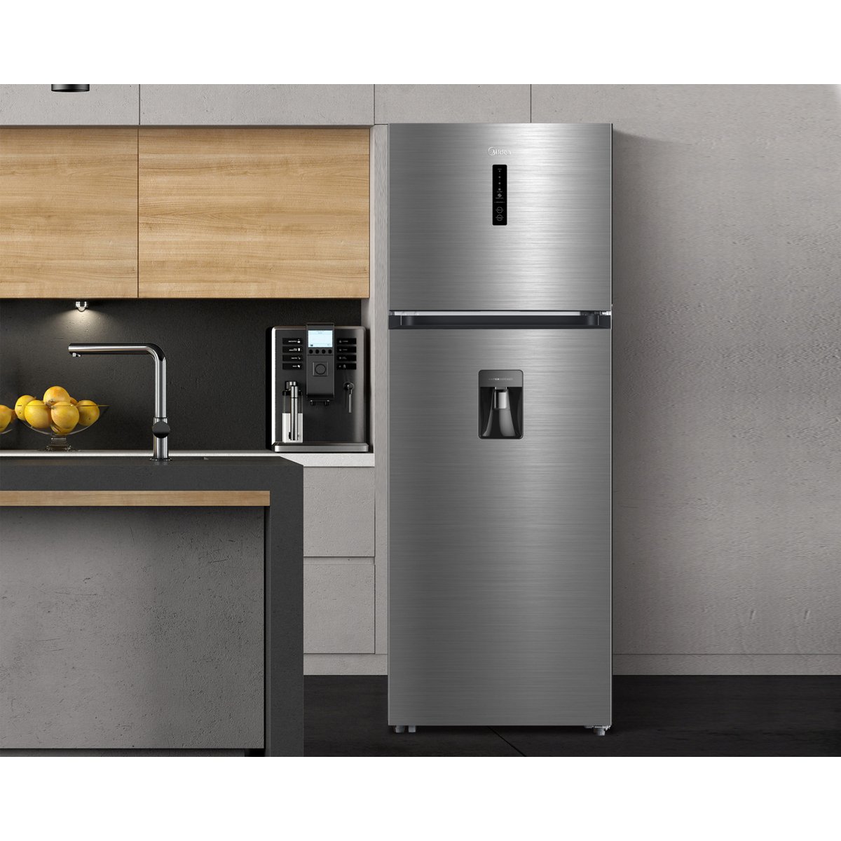 Refrigerador Top Mount Midea 17 Ft Inoxidable Mdrt480Wendxw