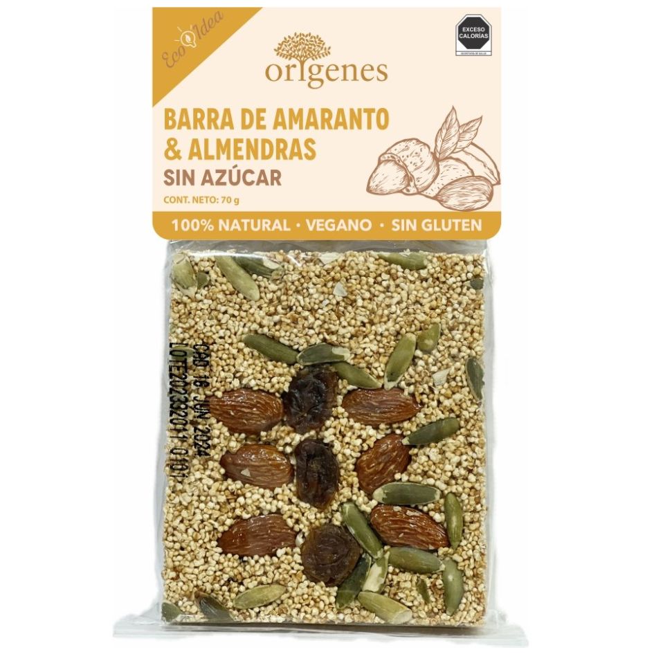 Barra de Amaranto Orígenes Amaranto y Almendra Sin Azúcar