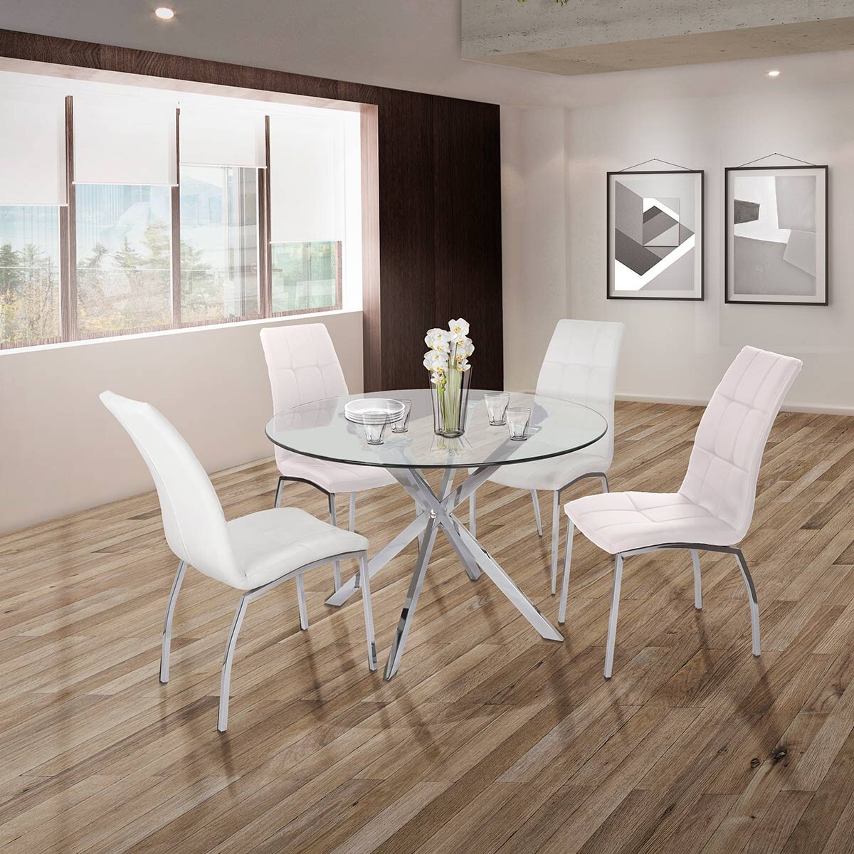 Antecomedor Galactic con 4 Sillas Deco Blancas Piccola